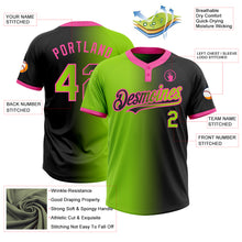 Laden Sie das Bild in den Galerie-Viewer, Custom Black Neon Green-Pink Gradient Fashion Two-Button Unisex Softball Jersey