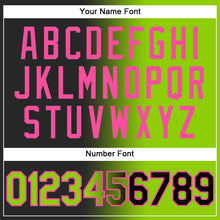 Laden Sie das Bild in den Galerie-Viewer, Custom Black Neon Green-Pink Gradient Fashion Two-Button Unisex Softball Jersey