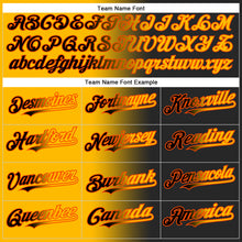 Laden Sie das Bild in den Galerie-Viewer, Custom Black Gold-Orange Gradient Fashion Two-Button Unisex Softball Jersey