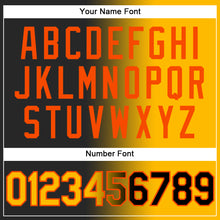 Laden Sie das Bild in den Galerie-Viewer, Custom Black Gold-Orange Gradient Fashion Two-Button Unisex Softball Jersey