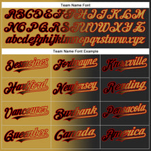 Laden Sie das Bild in den Galerie-Viewer, Custom Black Old Gold-Red Gradient Fashion Two-Button Unisex Softball Jersey