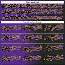Загрузить изображение в средство просмотра галереи, Custom Black Purple-Old Gold Gradient Fashion Two-Button Unisex Softball Jersey