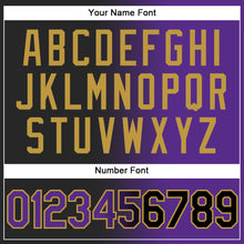 Загрузить изображение в средство просмотра галереи, Custom Black Purple-Old Gold Gradient Fashion Two-Button Unisex Softball Jersey