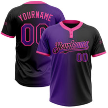 Загрузить изображение в средство просмотра галереи, Custom Black Purple-Pink Gradient Fashion Two-Button Unisex Softball Jersey