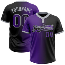 Загрузить изображение в средство просмотра галереи, Custom Black Purple-Gray Gradient Fashion Two-Button Unisex Softball Jersey
