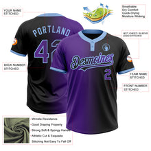 Загрузить изображение в средство просмотра галереи, Custom Black Purple-Light Blue Gradient Fashion Two-Button Unisex Softball Jersey