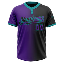 Загрузить изображение в средство просмотра галереи, Custom Black Purple-Teal Gradient Fashion Two-Button Unisex Softball Jersey