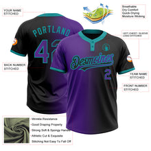 Загрузить изображение в средство просмотра галереи, Custom Black Purple-Teal Gradient Fashion Two-Button Unisex Softball Jersey