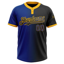 Загрузить изображение в средство просмотра галереи, Custom Black Royal-Gold Gradient Fashion Two-Button Unisex Softball Jersey