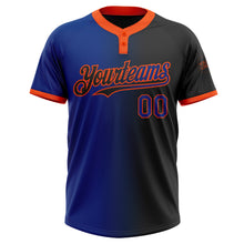 Загрузить изображение в средство просмотра галереи, Custom Black Royal-Orange Gradient Fashion Two-Button Unisex Softball Jersey