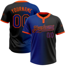 Загрузить изображение в средство просмотра галереи, Custom Black Royal-Orange Gradient Fashion Two-Button Unisex Softball Jersey