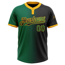Загрузить изображение в средство просмотра галереи, Custom Black Kelly Green-Gold Gradient Fashion Two-Button Unisex Softball Jersey