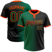 Загрузить изображение в средство просмотра галереи, Custom Black Kelly Green-Orange Gradient Fashion Two-Button Unisex Softball Jersey