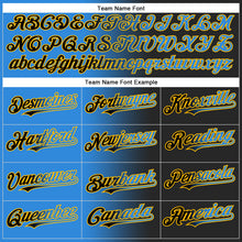Загрузить изображение в средство просмотра галереи, Custom Black Electric Blue-Gold Gradient Fashion Two-Button Unisex Softball Jersey