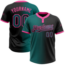 Load image into Gallery viewer, Custom Black Teal-Pink Gradient Fashion Two-Button Unisex Softball Jersey