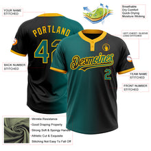 Load image into Gallery viewer, Custom Black Teal-Gold Gradient Fashion Two-Button Unisex Softball Jersey