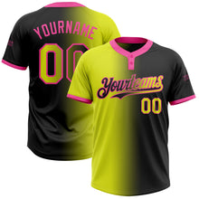 Загрузить изображение в средство просмотра галереи, Custom Black Neon Yellow-Pink Gradient Fashion Two-Button Unisex Softball Jersey