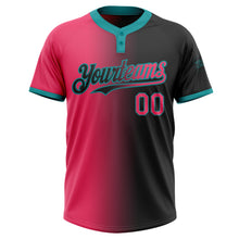 Загрузить изображение в средство просмотра галереи, Custom Black Neon Pink-Teal Gradient Fashion Two-Button Unisex Softball Jersey