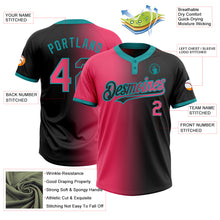 Загрузить изображение в средство просмотра галереи, Custom Black Neon Pink-Teal Gradient Fashion Two-Button Unisex Softball Jersey