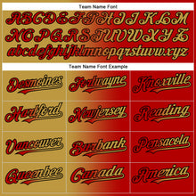 Load image into Gallery viewer, Custom Red Old Gold-Black Gradient Fashion Two-Button Unisex Softball Jersey