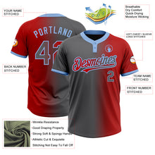 Load image into Gallery viewer, Custom Red Steel Gray-Light Blue Gradient Fashion Two-Button Unisex Softball Jersey