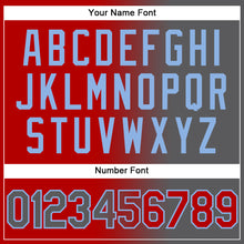 Load image into Gallery viewer, Custom Red Steel Gray-Light Blue Gradient Fashion Two-Button Unisex Softball Jersey