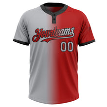 Charger l'image dans la galerie, Custom Red Gray-Black Gradient Fashion Two-Button Unisex Softball Jersey