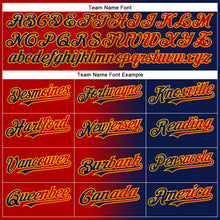 Laden Sie das Bild in den Galerie-Viewer, Custom Navy Red-Gold Gradient Fashion Two-Button Unisex Softball Jersey