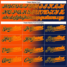 Laden Sie das Bild in den Galerie-Viewer, Custom Navy Orange-Gold Gradient Fashion Two-Button Unisex Softball Jersey