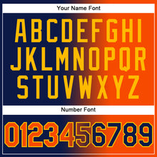 Laden Sie das Bild in den Galerie-Viewer, Custom Navy Orange-Gold Gradient Fashion Two-Button Unisex Softball Jersey