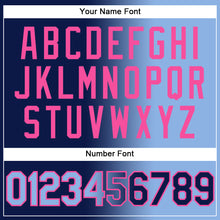 Laden Sie das Bild in den Galerie-Viewer, Custom Navy Light Blue-Pink Gradient Fashion Two-Button Unisex Softball Jersey