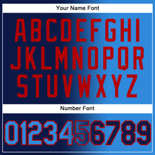 Laden Sie das Bild in den Galerie-Viewer, Custom Navy Electric Blue-Red Gradient Fashion Two-Button Unisex Softball Jersey