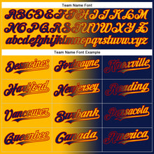 Laden Sie das Bild in den Galerie-Viewer, Custom Navy Gold-Red Gradient Fashion Two-Button Unisex Softball Jersey