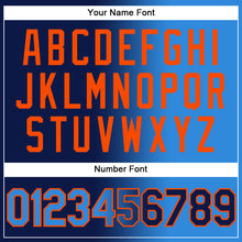 Charger l'image dans la galerie, Custom Navy Electric Blue-Orange Gradient Fashion Two-Button Unisex Softball Jersey