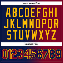 Загрузить изображение в средство просмотра галереи, Custom Navy Maroon-Gold Gradient Fashion Two-Button Unisex Softball Jersey