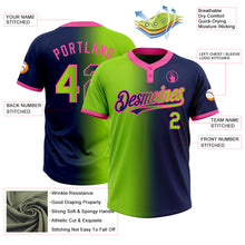 Charger l'image dans la galerie, Custom Navy Neon Green-Pink Gradient Fashion Two-Button Unisex Softball Jersey