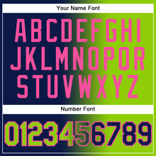 Charger l'image dans la galerie, Custom Navy Neon Green-Pink Gradient Fashion Two-Button Unisex Softball Jersey