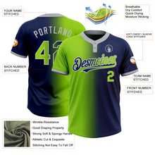 Charger l'image dans la galerie, Custom Navy Neon Green-Gray Gradient Fashion Two-Button Unisex Softball Jersey