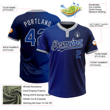 Laden Sie das Bild in den Galerie-Viewer, Custom Navy Royal-Gray Gradient Fashion Two-Button Unisex Softball Jersey
