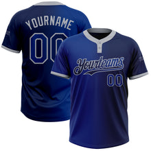Laden Sie das Bild in den Galerie-Viewer, Custom Navy Royal-Gray Gradient Fashion Two-Button Unisex Softball Jersey