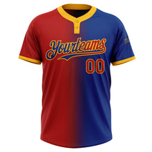 Charger l'image dans la galerie, Custom Royal Red-Gold Gradient Fashion Two-Button Unisex Softball Jersey