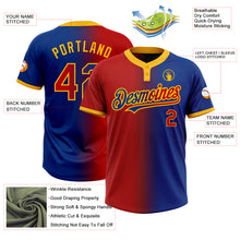Charger l'image dans la galerie, Custom Royal Red-Gold Gradient Fashion Two-Button Unisex Softball Jersey