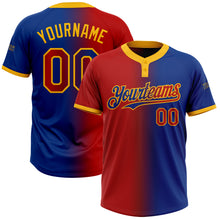 Charger l'image dans la galerie, Custom Royal Red-Gold Gradient Fashion Two-Button Unisex Softball Jersey