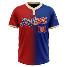 Charger l'image dans la galerie, Custom Royal Red-Cream Gradient Fashion Two-Button Unisex Softball Jersey