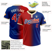 Charger l'image dans la galerie, Custom Royal Red-Cream Gradient Fashion Two-Button Unisex Softball Jersey