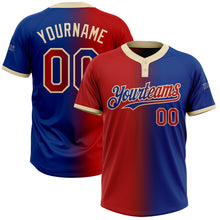 Charger l'image dans la galerie, Custom Royal Red-Cream Gradient Fashion Two-Button Unisex Softball Jersey