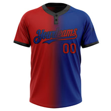 Charger l'image dans la galerie, Custom Royal Red-Black Gradient Fashion Two-Button Unisex Softball Jersey