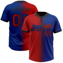 Charger l'image dans la galerie, Custom Royal Red-Black Gradient Fashion Two-Button Unisex Softball Jersey