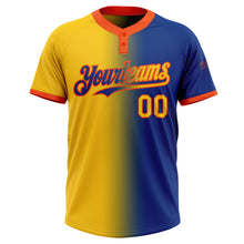 Charger l'image dans la galerie, Custom Royal Yellow-Orange Gradient Fashion Two-Button Unisex Softball Jersey