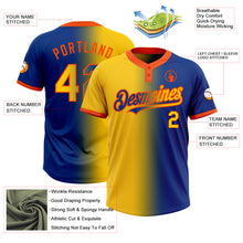 Charger l'image dans la galerie, Custom Royal Yellow-Orange Gradient Fashion Two-Button Unisex Softball Jersey